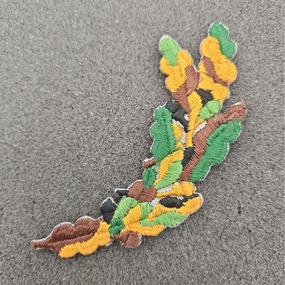 Patch Scrambled Egg Oak Leaf Multicolor Iron On Sew Embroidered 1970'S NOS 4"